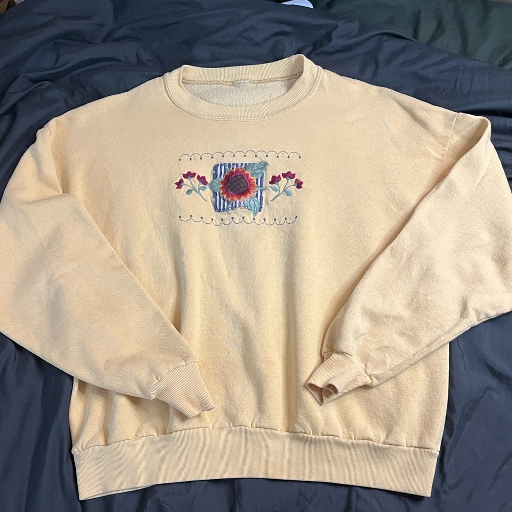 Yellow Sweater with Embroidered Design